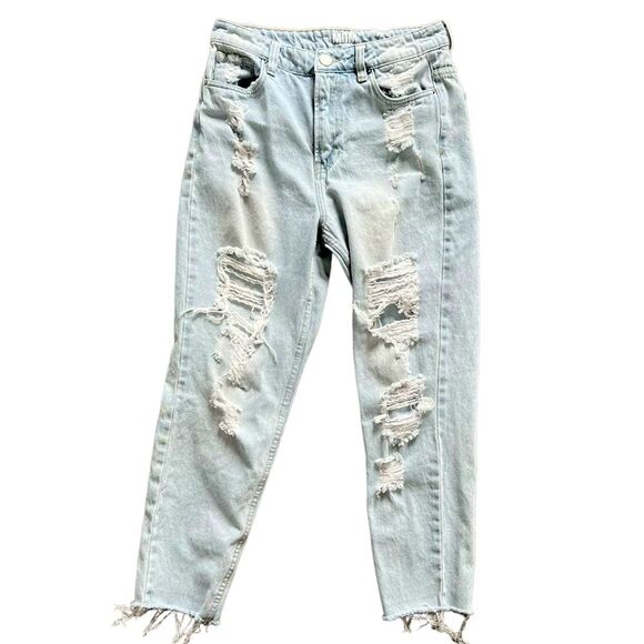 SWS Streetwear Society Mom Light Wash Distressed Ultra High Rise Jeans size 7 - Picture 1 of 8
